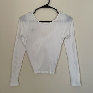 ASOS White Twist Back Long Sleeve Crop Top